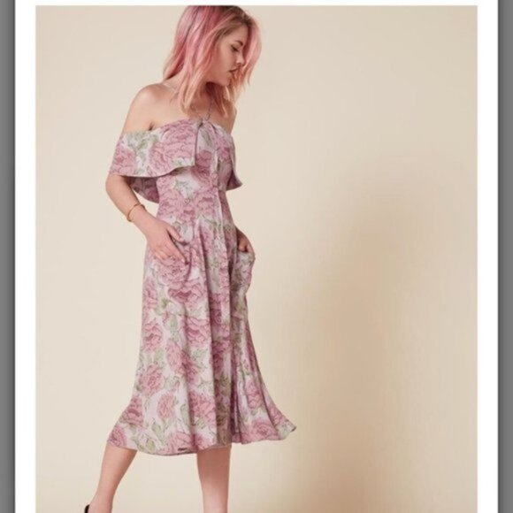 Reformation Mena Dress Lily Aldridge Women Size 0 - Picture 2 of 11